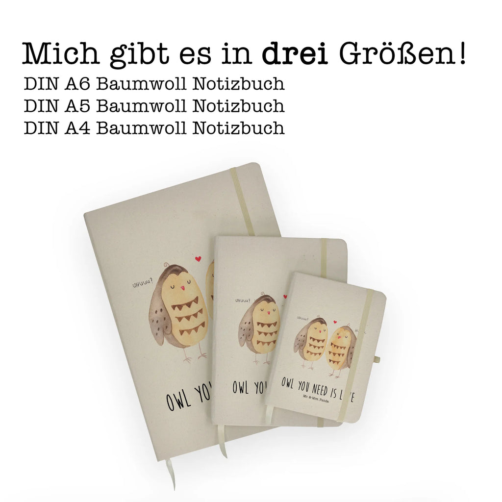 Baumwoll Notizbuch Eule Liebe Notizen, Eintragebuch, Tagebuch, Notizblock, Adressbuch, Journal, Kladde, Skizzenbuch, Notizheft, Schreibbuch, Schreibheft, Eule, Eule Deko, Liebe, Hochzeit Spruch, Owl, All you need is love, Liebe Spruch, Freundin Geschenk, Freund, Wortspiel lustig