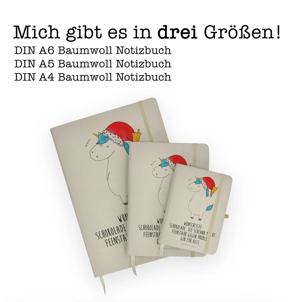 Baumwoll Notizbuch Einhorn Weihnachtsmann Notizen, Eintragebuch, Tagebuch, Notizblock, Adressbuch, Journal, Kladde, Skizzenbuch, Notizheft, Schreibbuch, Schreibheft, Einhorn, Einhörner, Einhorn Deko, Unicorn, Gin, Schokolade, Schoki, Weihnachten, Weihnachtsmann, Nikolaus, Wunschzettel, Wunschliste, Feenstaub