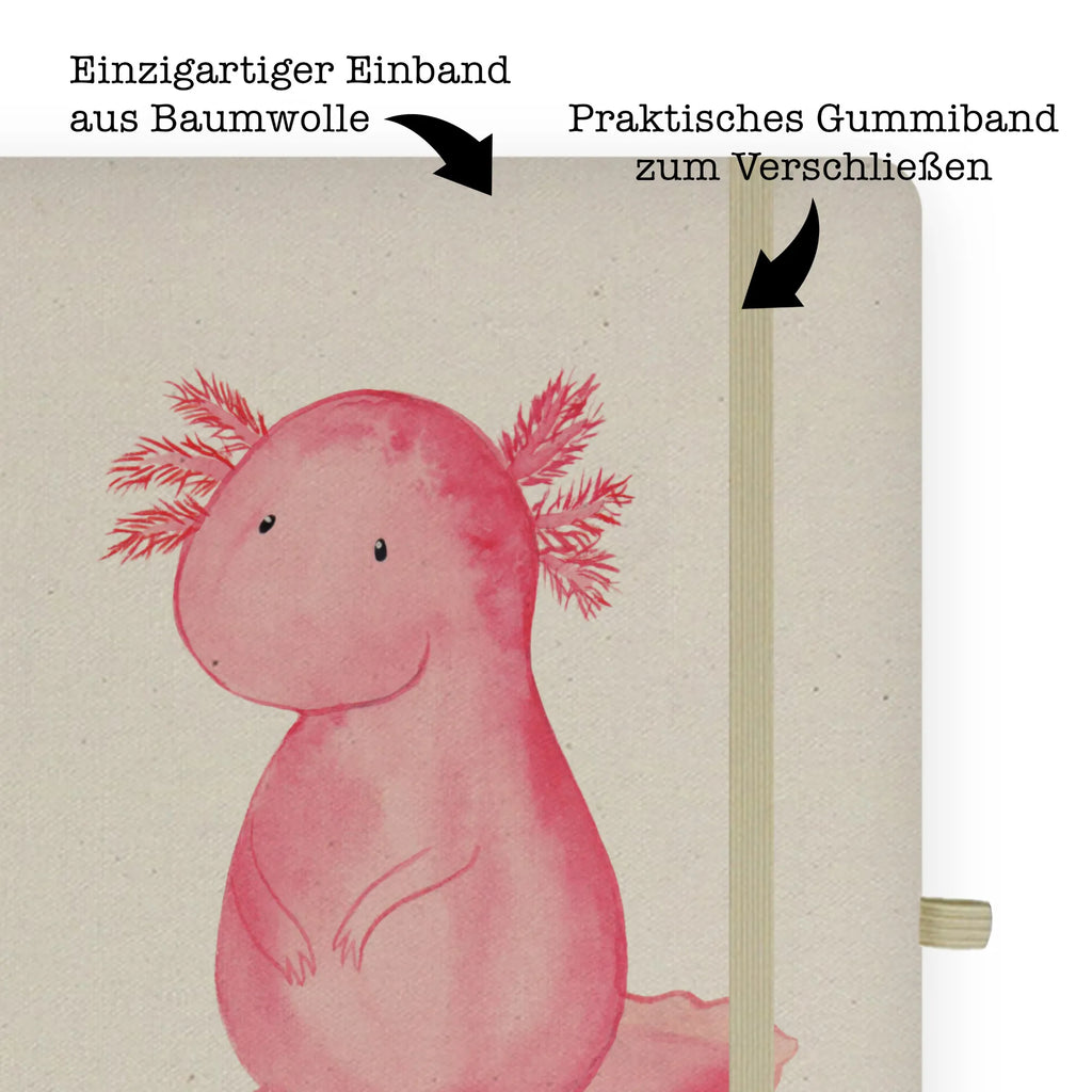 Baumwoll Notizbuch Axolotl null Notizen, Eintragebuch, Tagebuch, Notizblock, Adressbuch, Journal, Kladde, Skizzenbuch, Notizheft, Schreibbuch, Schreibheft, Axolotl, Molch, Axolot, vergnügt, fröhlich, zufrieden, Lebensstil, Weisheit, Lebensweisheit, Liebe, Freundin