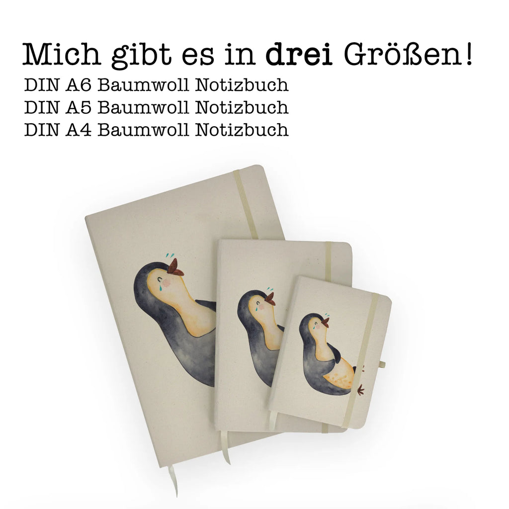 Baumwoll Notizbuch Pinguin Lachen Notizen, Eintragebuch, Tagebuch, Notizblock, Adressbuch, Journal, Kladde, Skizzenbuch, Notizheft, Schreibbuch, Schreibheft, Pinguin, Pinguine, lustiger Spruch, Optimismus, Fröhlich, Lachen, Humor, Fröhlichkeit