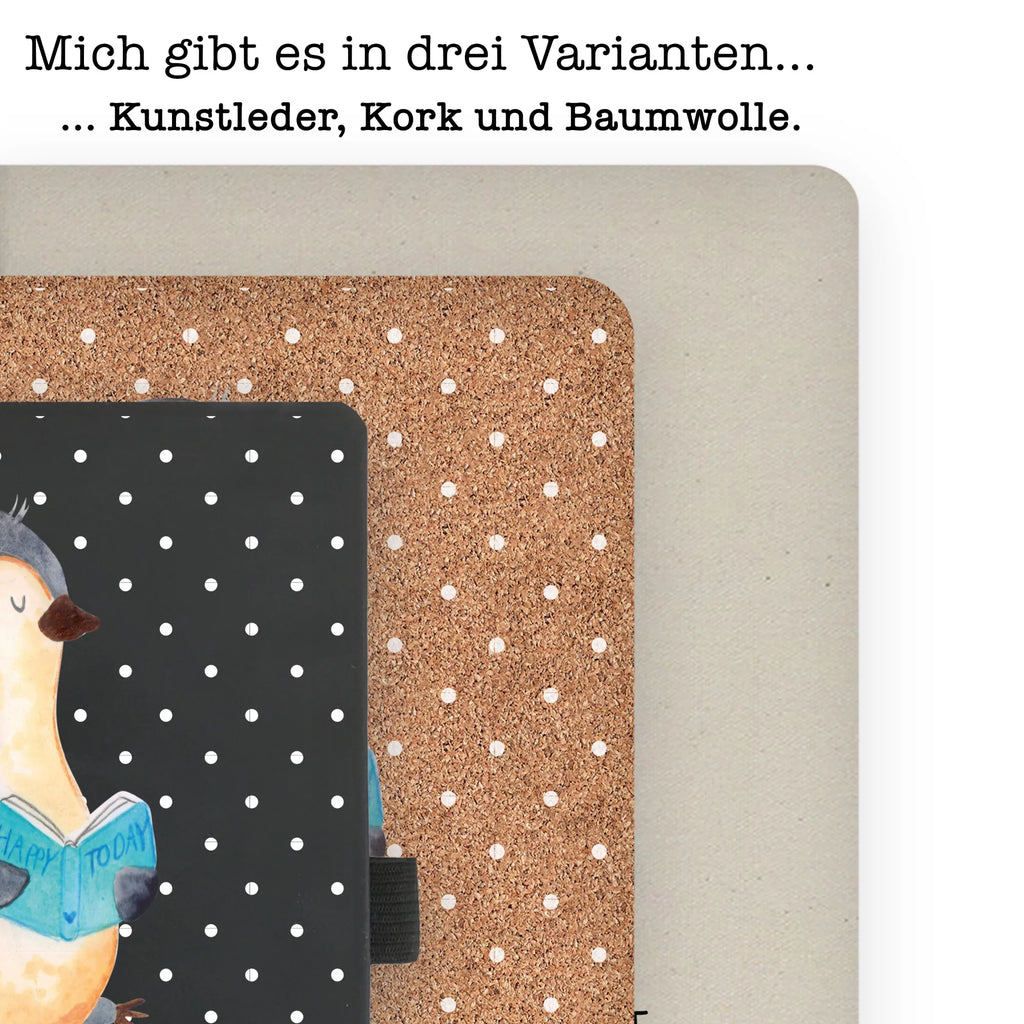 Baumwoll Notizbuch Pinguin Buch Notizen, Eintragebuch, Tagebuch, Notizblock, Adressbuch, Journal, Kladde, Skizzenbuch, Notizheft, Schreibbuch, Schreibheft, Pinguin, Pinguine, Buch, Lesen, Bücherwurm, Nichtstun, Faulenzen, Ferien, Urlaub, Freizeit