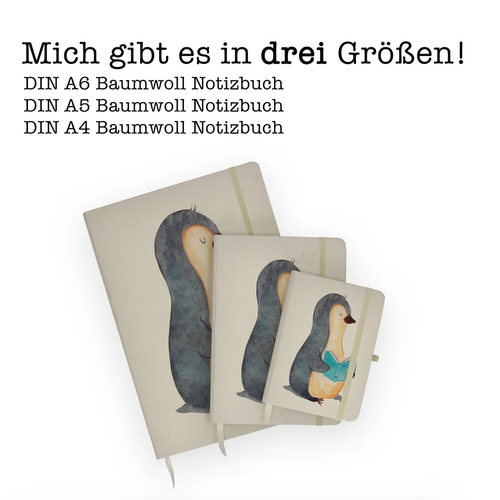 Baumwoll Notizbuch Pinguin Buch Notizen, Eintragebuch, Tagebuch, Notizblock, Adressbuch, Journal, Kladde, Skizzenbuch, Notizheft, Schreibbuch, Schreibheft, Pinguin, Pinguine, Buch, Lesen, Bücherwurm, Nichtstun, Faulenzen, Ferien, Urlaub, Freizeit