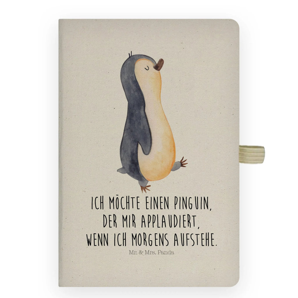 Baumwoll Notizbuch Pinguin marschierend Notizen, Eintragebuch, Tagebuch, Notizblock, Adressbuch, Journal, Kladde, Skizzenbuch, Notizheft, Schreibbuch, Schreibheft, Pinguin, Pinguine, Frühaufsteher, Langschläfer, Bruder, Schwester, Familie