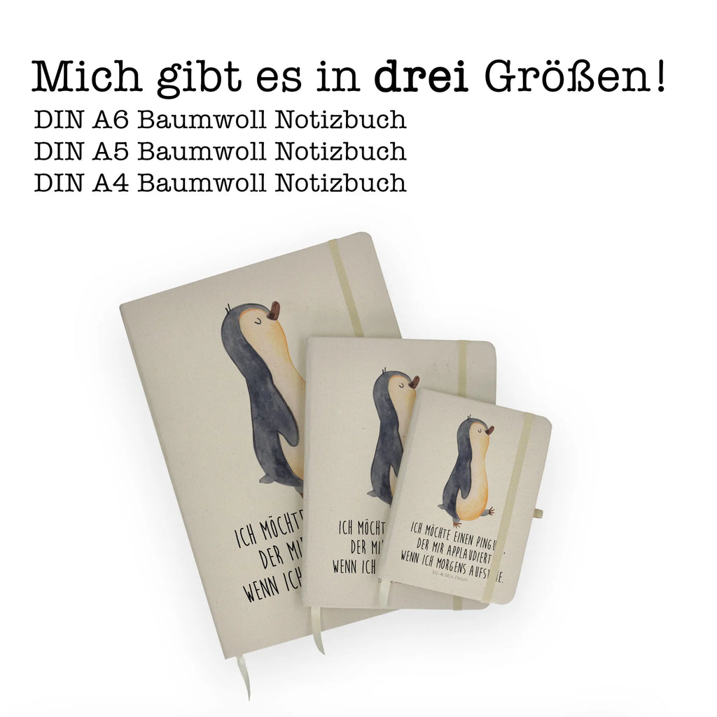 Baumwoll Notizbuch Pinguin marschierend Notizen, Eintragebuch, Tagebuch, Notizblock, Adressbuch, Journal, Kladde, Skizzenbuch, Notizheft, Schreibbuch, Schreibheft, Pinguin, Pinguine, Frühaufsteher, Langschläfer, Bruder, Schwester, Familie