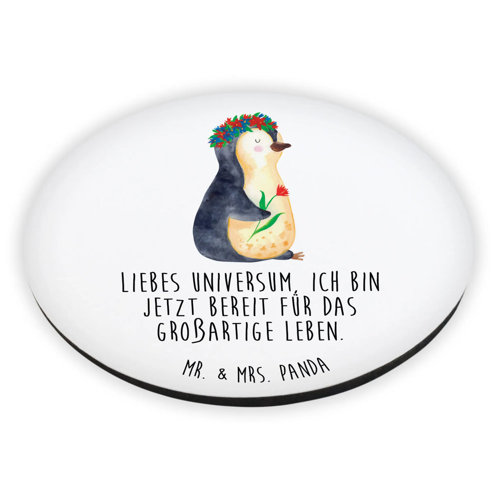 Rund Magnet Pinguin Blumenkranz Kühlschrankmagnet, Pinnwandmagnet, Souvenir Magnet, Motivmagnete, Dekomagnet, Whiteboard Magnet, Notiz Magnet, Kühlschrank Dekoration, Pinguin, Pinguine, Blumenkranz, Universum, Leben, Wünsche, Ziele, Lebensziele, Motivation, Lebenslust, Liebeskummer, Geschenkidee