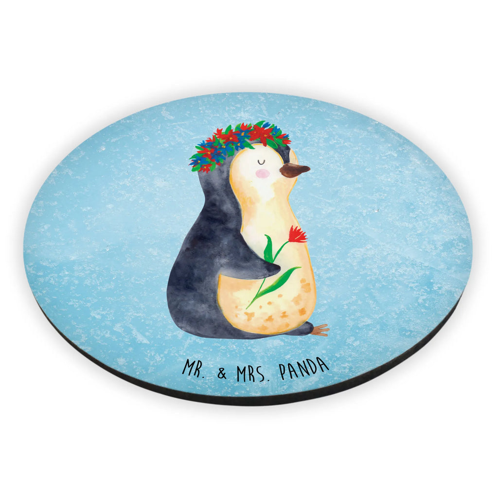 Rund Magnet Pinguin Blumenkranz Kühlschrankmagnet, Pinnwandmagnet, Souvenir Magnet, Motivmagnete, Dekomagnet, Whiteboard Magnet, Notiz Magnet, Kühlschrank Dekoration, Pinguin, Pinguine, Blumenkranz, Universum, Leben, Wünsche, Ziele, Lebensziele, Motivation, Lebenslust, Liebeskummer, Geschenkidee