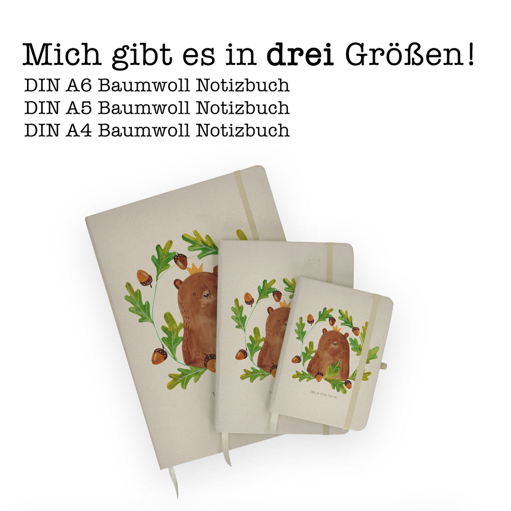 Baumwoll Notizbuch Bär König Notizen, Eintragebuch, Tagebuch, Notizblock, Adressbuch, Journal, Kladde, Skizzenbuch, Notizheft, Schreibbuch, Schreibheft, Bär, Teddy, Teddybär, Papa, Papa Bär, bester Vater, bester Papa, weltbester Papa, Vatertag, Vater, Dad, Daddy, Papi