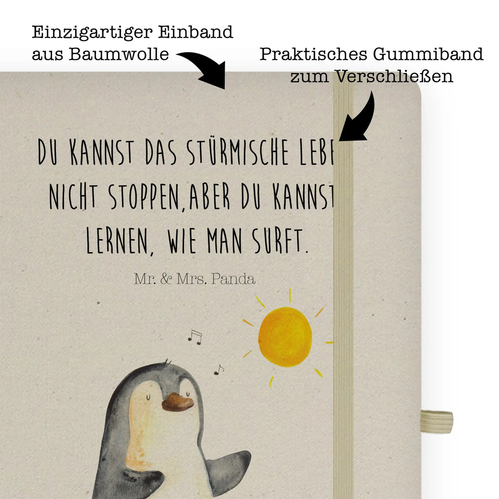 Baumwoll Notizbuch Pinguin Surfer Notizen, Eintragebuch, Tagebuch, Notizblock, Adressbuch, Journal, Kladde, Skizzenbuch, Notizheft, Schreibbuch, Schreibheft, Pinguin, Pinguine, surfen, Surfer, Hawaii, Urlaub, Wellen, Wellen reiten, Portugal