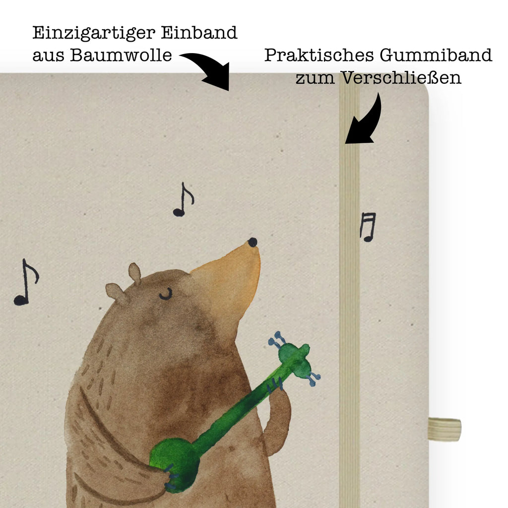 Baumwoll Notizbuch Bär Gitarre Notizen, Eintragebuch, Tagebuch, Notizblock, Adressbuch, Journal, Kladde, Skizzenbuch, Notizheft, Schreibbuch, Schreibheft, Bär, Teddy, Teddybär