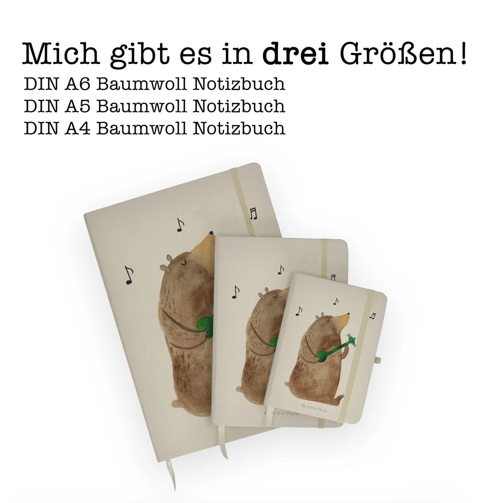 Baumwoll Notizbuch Bär Gitarre Notizen, Eintragebuch, Tagebuch, Notizblock, Adressbuch, Journal, Kladde, Skizzenbuch, Notizheft, Schreibbuch, Schreibheft, Bär, Teddy, Teddybär