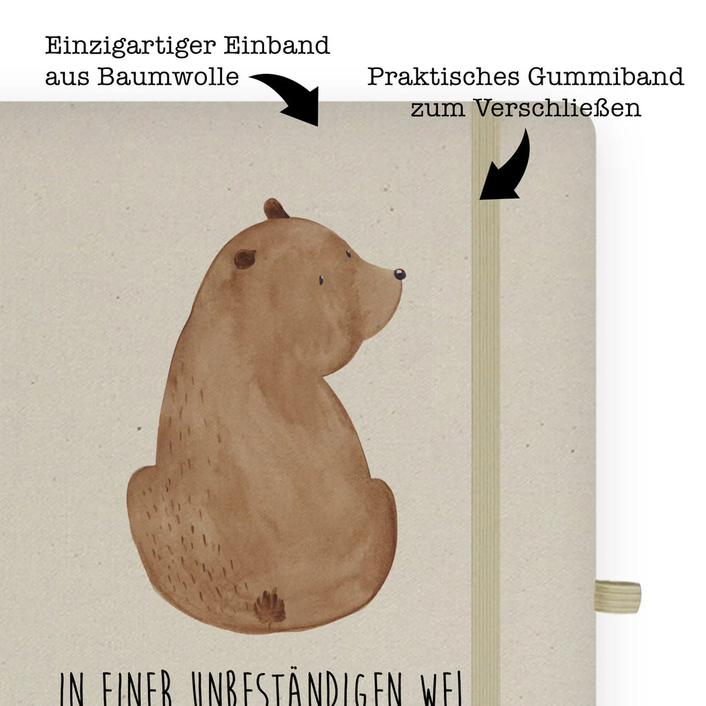 Baumwoll Notizbuch Bär Schulterblick Notizen, Eintragebuch, Tagebuch, Notizblock, Adressbuch, Journal, Kladde, Skizzenbuch, Notizheft, Schreibbuch, Schreibheft, Bär, Teddy, Teddybär, Selbstachtung, Weltansicht, Motivation, Bären, Bärenliebe, Weisheit