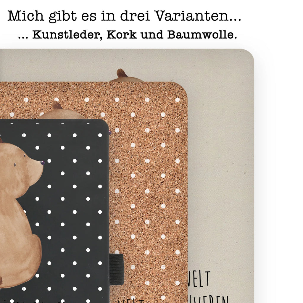 Baumwoll Notizbuch Bär Schulterblick Notizen, Eintragebuch, Tagebuch, Notizblock, Adressbuch, Journal, Kladde, Skizzenbuch, Notizheft, Schreibbuch, Schreibheft, Bär, Teddy, Teddybär, Selbstachtung, Weltansicht, Motivation, Bären, Bärenliebe, Weisheit