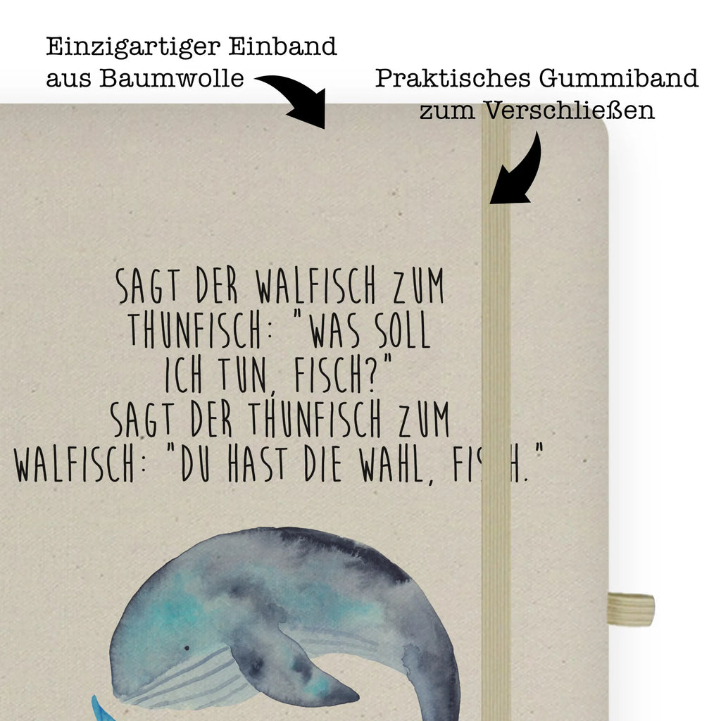 Baumwoll Notizbuch Walfisch & Thunfisch Notizen, Eintragebuch, Tagebuch, Notizblock, Adressbuch, Journal, Kladde, Skizzenbuch, Notizheft, Schreibbuch, Schreibheft, Tiermotive, Gute Laune, lustige Sprüche, Tiere, Wal, Wahl, Tunfisch, Wortwitz lustig, Spruch lustig, Flachwitz, Witz, Spruch des Tages, Flachwitz Geschenk