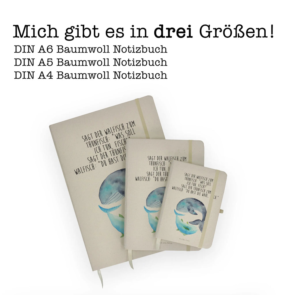 Baumwoll Notizbuch Walfisch & Thunfisch Notizen, Eintragebuch, Tagebuch, Notizblock, Adressbuch, Journal, Kladde, Skizzenbuch, Notizheft, Schreibbuch, Schreibheft, Tiermotive, Gute Laune, lustige Sprüche, Tiere, Wal, Wahl, Tunfisch, Wortwitz lustig, Spruch lustig, Flachwitz, Witz, Spruch des Tages, Flachwitz Geschenk