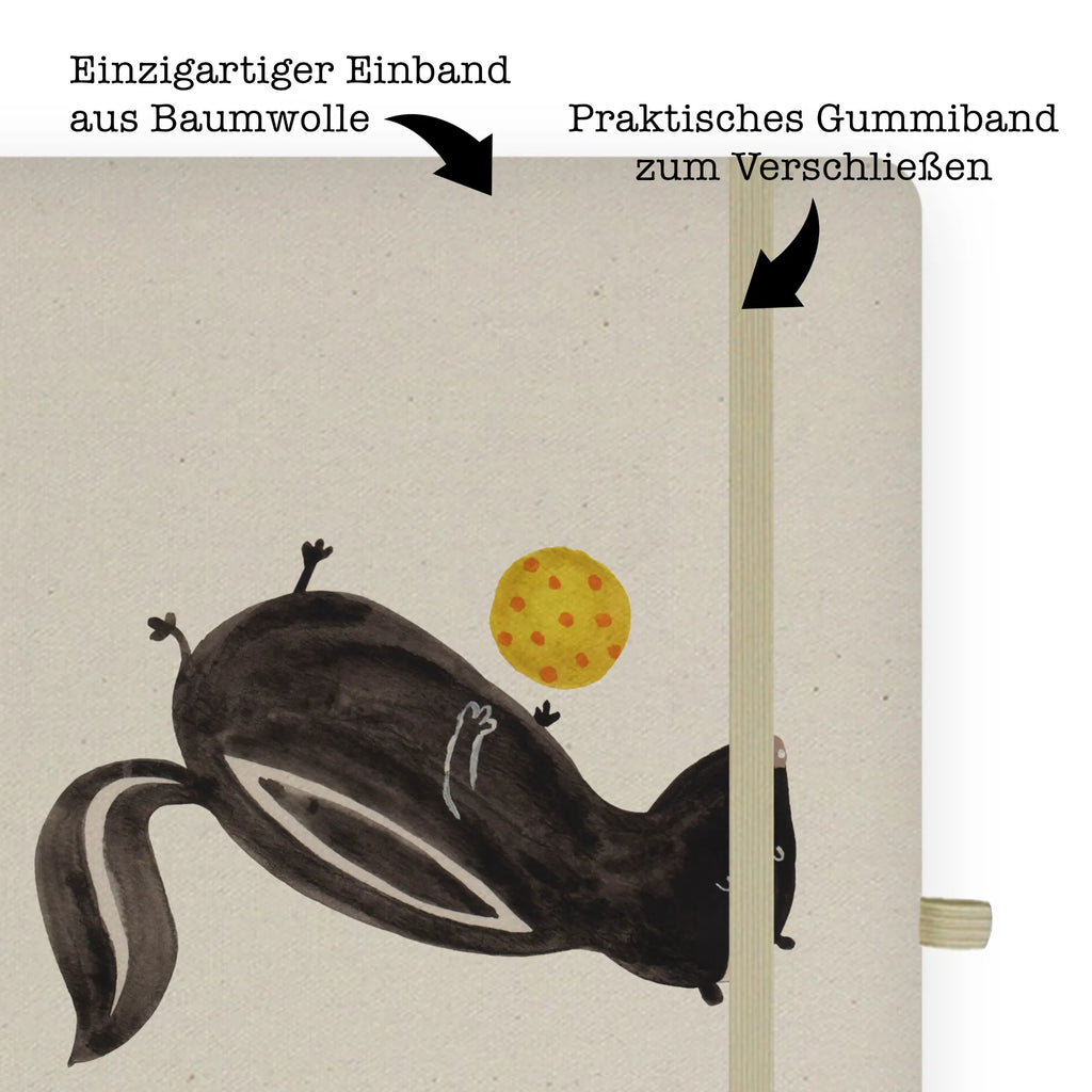 Baumwoll Notizbuch Stinktier Ball Notizen, Eintragebuch, Tagebuch, Notizblock, Adressbuch, Journal, Kladde, Skizzenbuch, Notizheft, Schreibbuch, Schreibheft, Stinktier, Skunk, Wildtier, Raubtier, Stinker, Stinki, verspielt, Weisheit