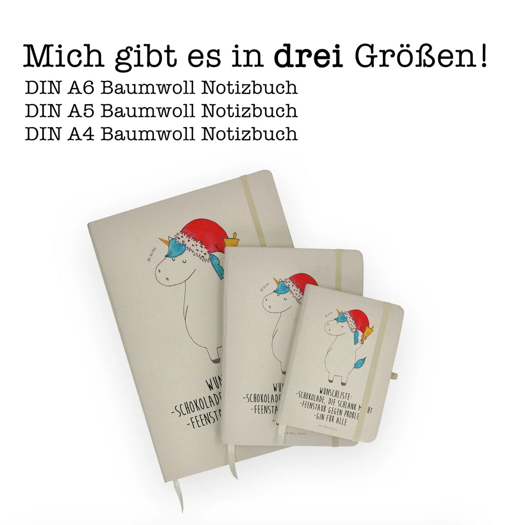 Baumwoll Notizbuch Einhorn Weihnachtsmann Notizen, Eintragebuch, Tagebuch, Notizblock, Adressbuch, Journal, Kladde, Skizzenbuch, Notizheft, Schreibbuch, Schreibheft, Einhorn, Einhörner, Einhorn Deko, Unicorn, Gin, Schokolade, Schoki, Weihnachten, Weihnachtsmann, Nikolaus, Wunschzettel, Wunschliste, Feenstaub