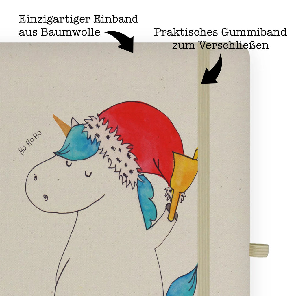 Baumwoll Notizbuch Einhorn Weihnachtsmann Notizen, Eintragebuch, Tagebuch, Notizblock, Adressbuch, Journal, Kladde, Skizzenbuch, Notizheft, Schreibbuch, Schreibheft, Einhorn, Einhörner, Einhorn Deko, Unicorn, Gin, Schokolade, Schoki, Weihnachten, Weihnachtsmann, Nikolaus, Wunschzettel, Wunschliste, Feenstaub