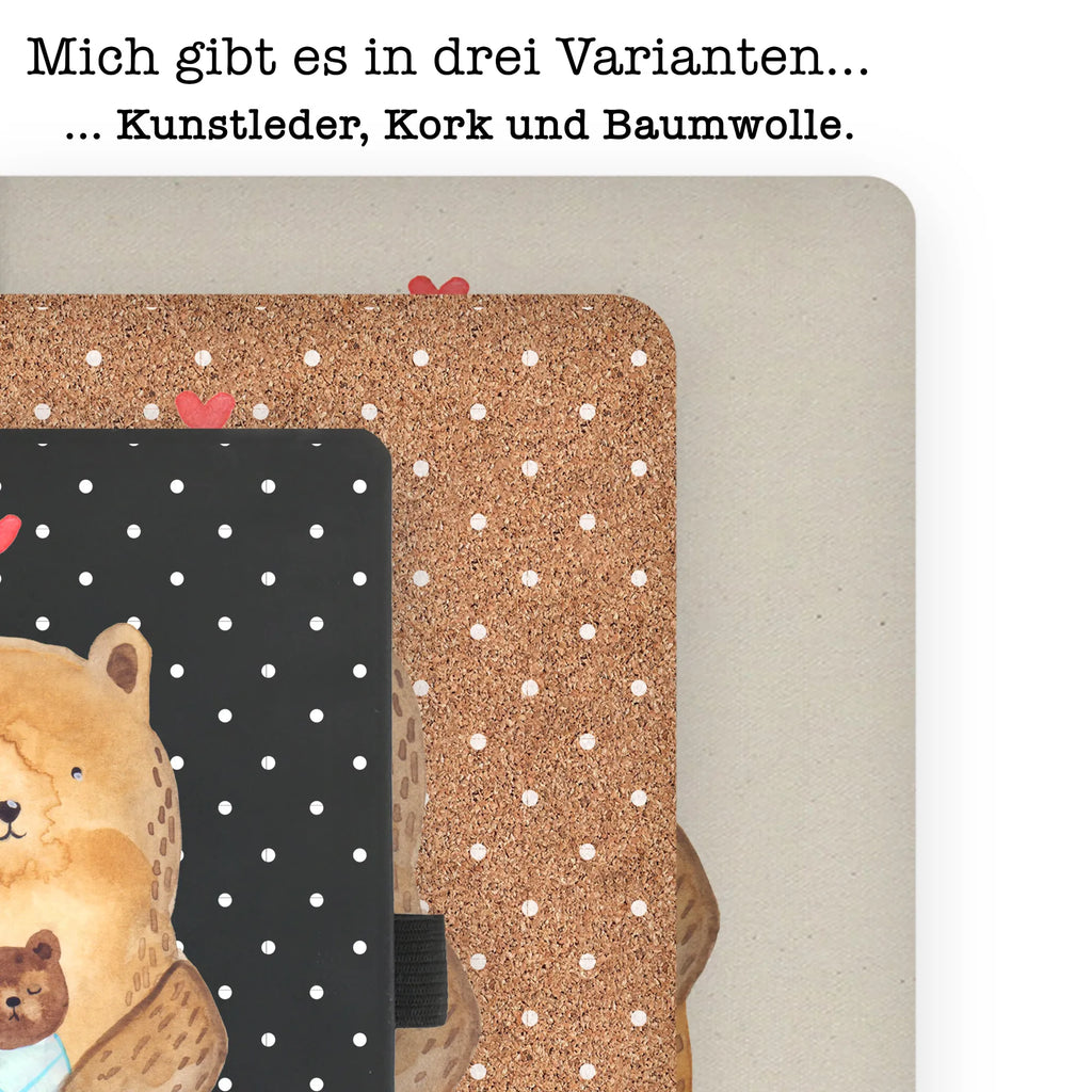 Baumwoll Notizbuch Bär mit Baby Notizen, Eintragebuch, Tagebuch, Notizblock, Adressbuch, Journal, Kladde, Skizzenbuch, Notizheft, Schreibbuch, Schreibheft, Bär, Teddy, Teddybär, Eltern, Mutter, Baby, Taufe, Geburt, Nichte, Neffe, Enkel, Enkelin, Täufling, Geburtstag, Glückwunsch