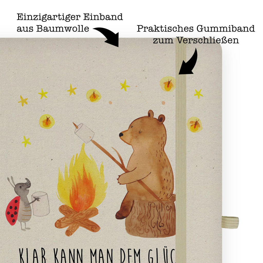 Baumwoll Notizbuch Bär & Marienkäfer Lagerfeuer Notizen, Eintragebuch, Tagebuch, Notizblock, Adressbuch, Journal, Kladde, Skizzenbuch, Notizheft, Schreibbuch, Schreibheft, Bär, Teddy, Teddybär, Lagerfeuer