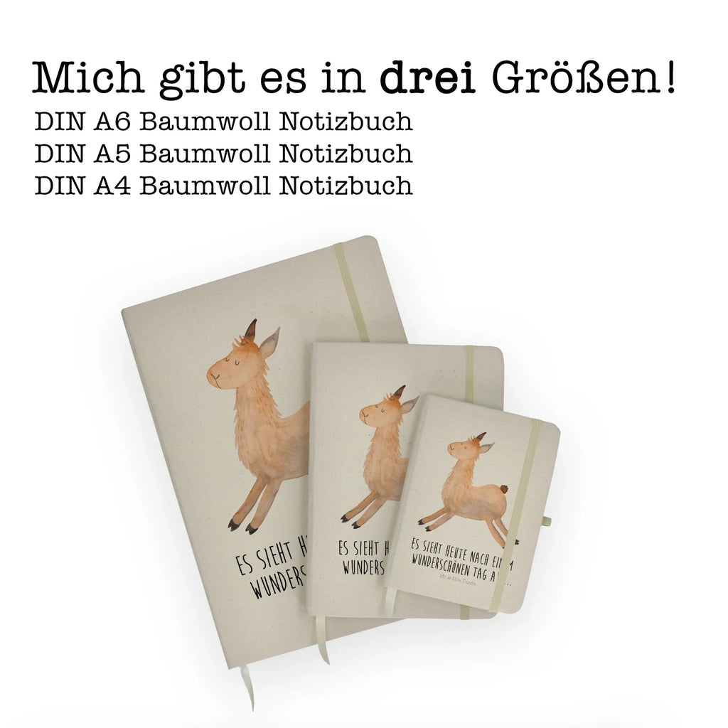 Baumwoll Notizbuch Lama springend Notizen, Eintragebuch, Tagebuch, Notizblock, Adressbuch, Journal, Kladde, Skizzenbuch, Notizheft, Schreibbuch, Schreibheft, Lama, Alpaka, Lamas, Lieblingstag, Happy day, fröhlich, Glück, Freundin, Liebeskummer, Neustart, guten Morgen, Start, Prüfung, Abitur