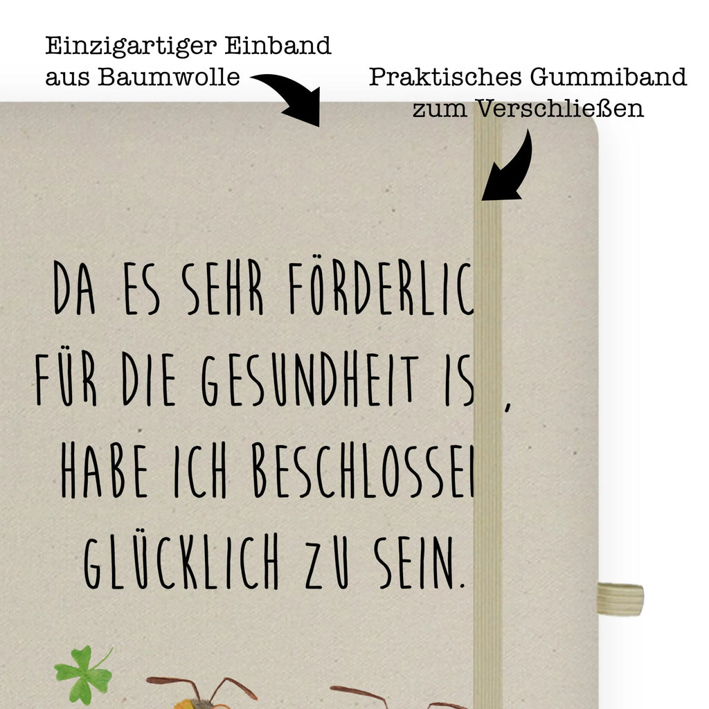 Baumwoll Notizbuch Hummeln mit Kleeblatt Notizen, Eintragebuch, Tagebuch, Notizblock, Adressbuch, Journal, Kladde, Skizzenbuch, Notizheft, Schreibbuch, Schreibheft, Tiermotive, Gute Laune, lustige Sprüche, Tiere, Hummel, Biene, Spruch positiv, Biene Deko, Spruch schön, glücklich sein, glücklich werden, Spruch fröhlich