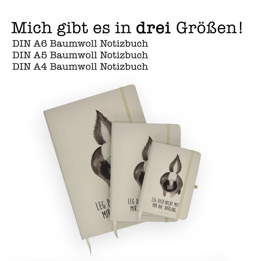 Baumwoll Notizbuch Stinktier Angriff Notizen, Eintragebuch, Tagebuch, Notizblock, Adressbuch, Journal, Kladde, Skizzenbuch, Notizheft, Schreibbuch, Schreibheft, Stinktier, Skunk, Wildtier, Raubtier, Stinker, Stinki, wütend, Drohung