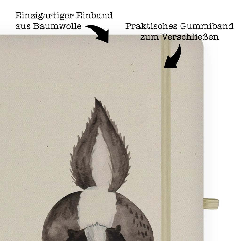 Baumwoll Notizbuch Stinktier Angriff Notizen, Eintragebuch, Tagebuch, Notizblock, Adressbuch, Journal, Kladde, Skizzenbuch, Notizheft, Schreibbuch, Schreibheft, Stinktier, Skunk, Wildtier, Raubtier, Stinker, Stinki, wütend, Drohung