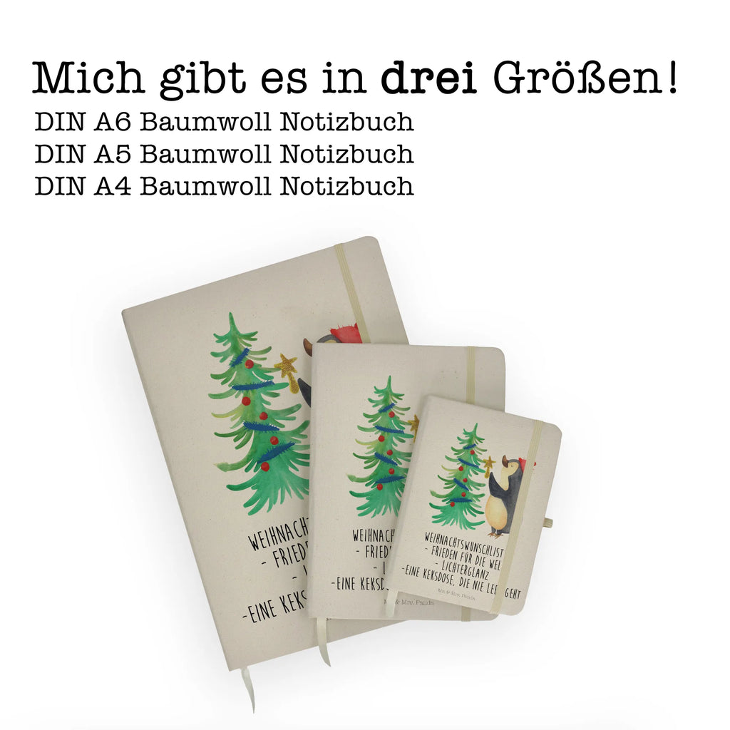 Baumwoll Notizbuch Pinguin Weihnachtsbaum Notizen, Eintragebuch, Tagebuch, Notizblock, Adressbuch, Journal, Kladde, Skizzenbuch, Notizheft, Schreibbuch, Schreibheft, Winter, Weihnachten, Weihnachtsdeko, Nikolaus, Advent, Heiligabend, Wintermotiv, Pinguin