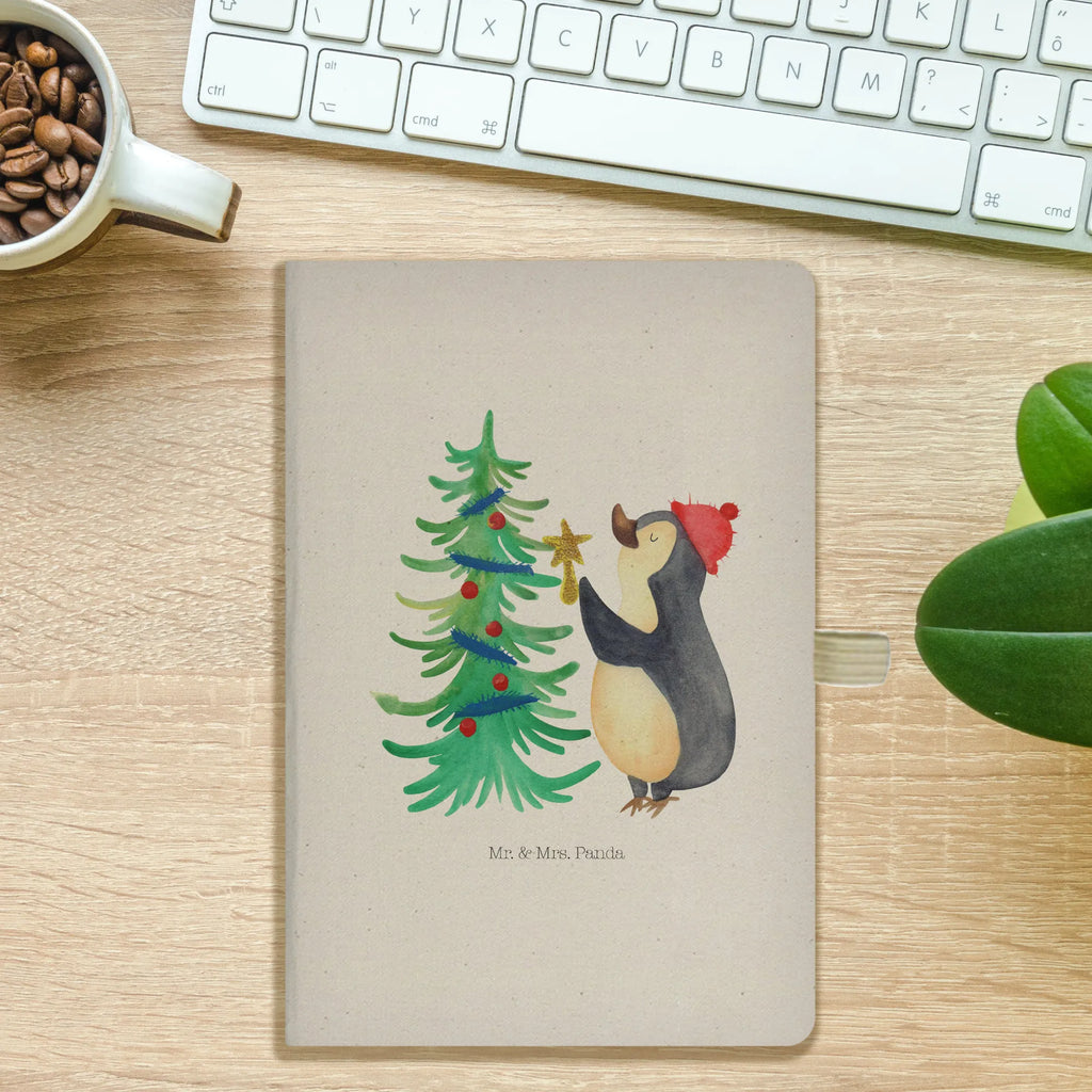 Baumwoll Notizbuch Pinguin Weihnachtsbaum Notizen, Eintragebuch, Tagebuch, Notizblock, Adressbuch, Journal, Kladde, Skizzenbuch, Notizheft, Schreibbuch, Schreibheft, Winter, Weihnachten, Weihnachtsdeko, Nikolaus, Advent, Heiligabend, Wintermotiv, Pinguin