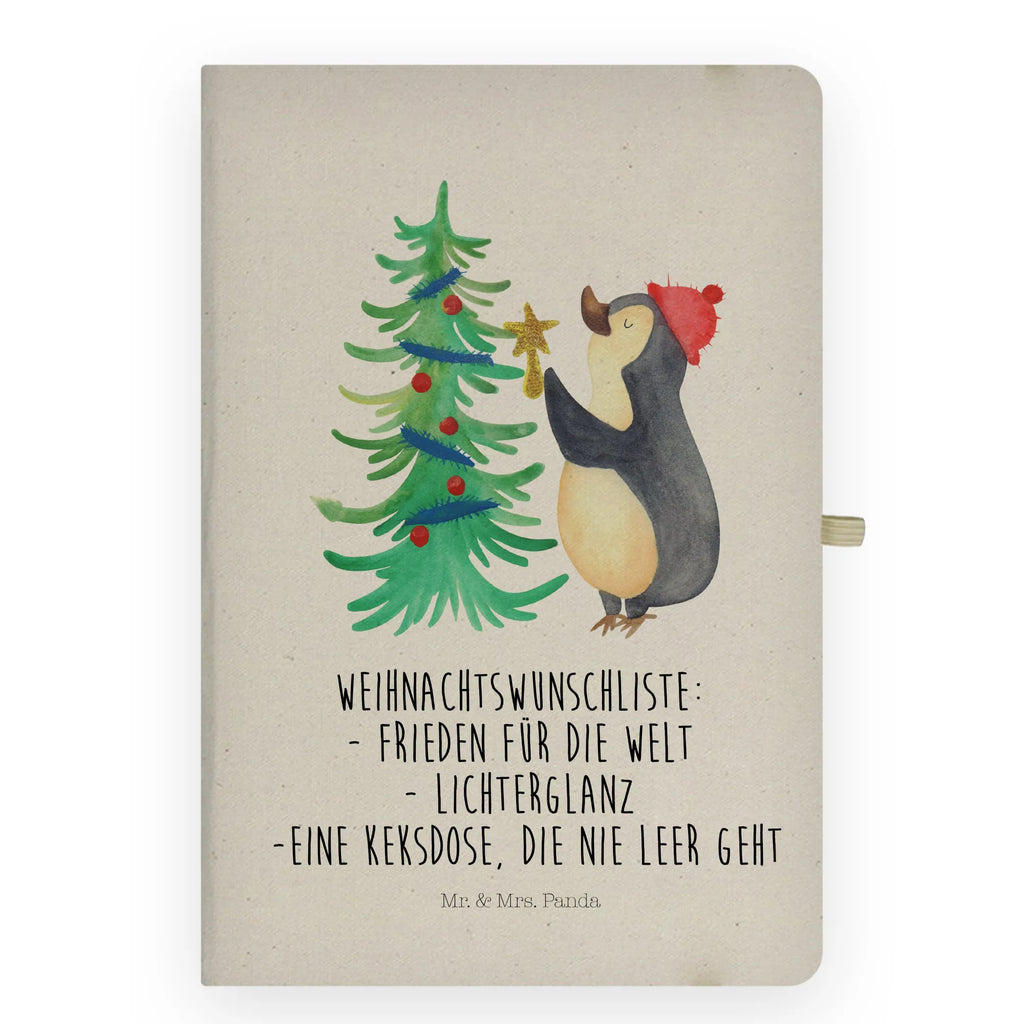 Baumwoll Notizbuch Pinguin Weihnachtsbaum Notizen, Eintragebuch, Tagebuch, Notizblock, Adressbuch, Journal, Kladde, Skizzenbuch, Notizheft, Schreibbuch, Schreibheft, Winter, Weihnachten, Weihnachtsdeko, Nikolaus, Advent, Heiligabend, Wintermotiv, Pinguin