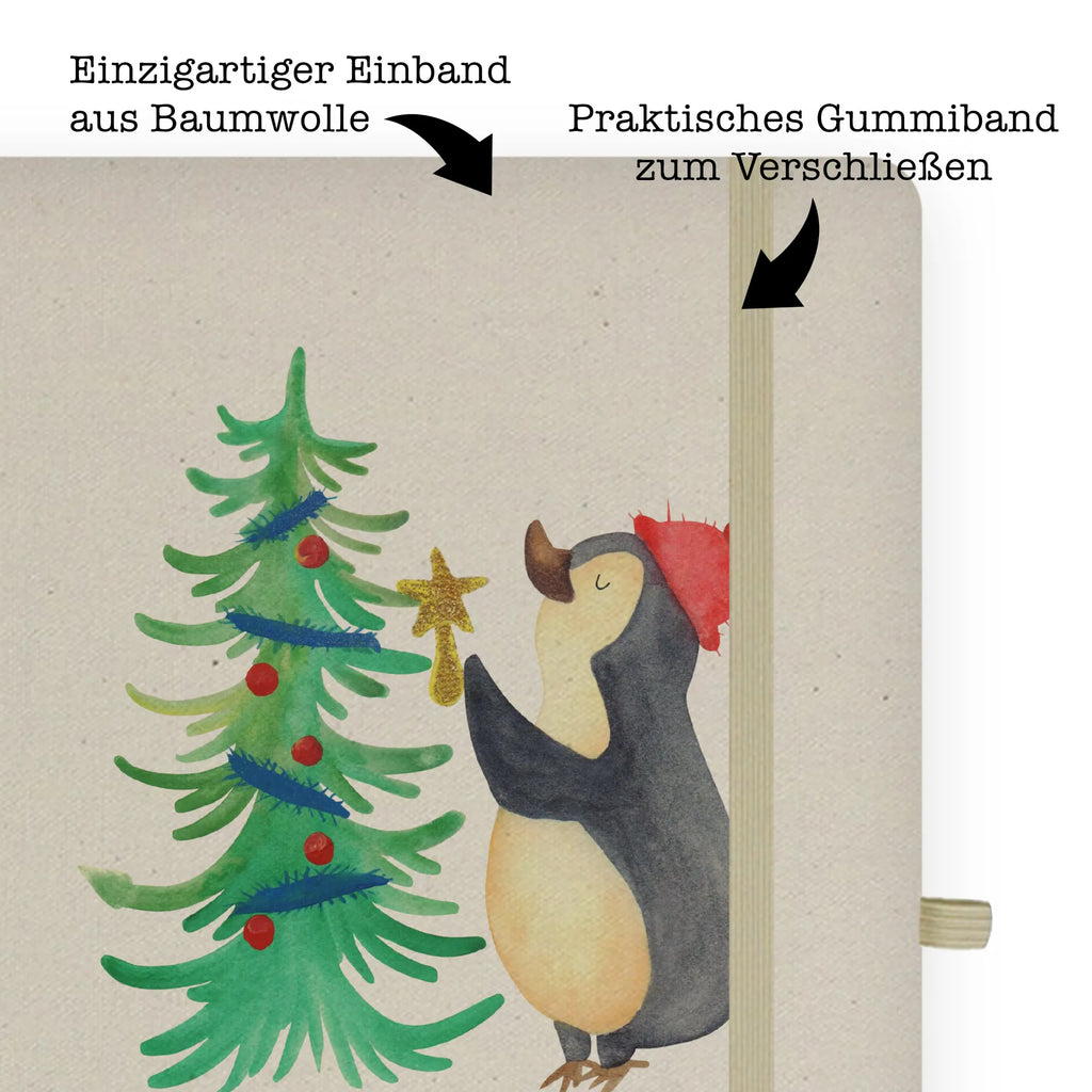 Baumwoll Notizbuch Pinguin Weihnachtsbaum Notizen, Eintragebuch, Tagebuch, Notizblock, Adressbuch, Journal, Kladde, Skizzenbuch, Notizheft, Schreibbuch, Schreibheft, Winter, Weihnachten, Weihnachtsdeko, Nikolaus, Advent, Heiligabend, Wintermotiv, Pinguin