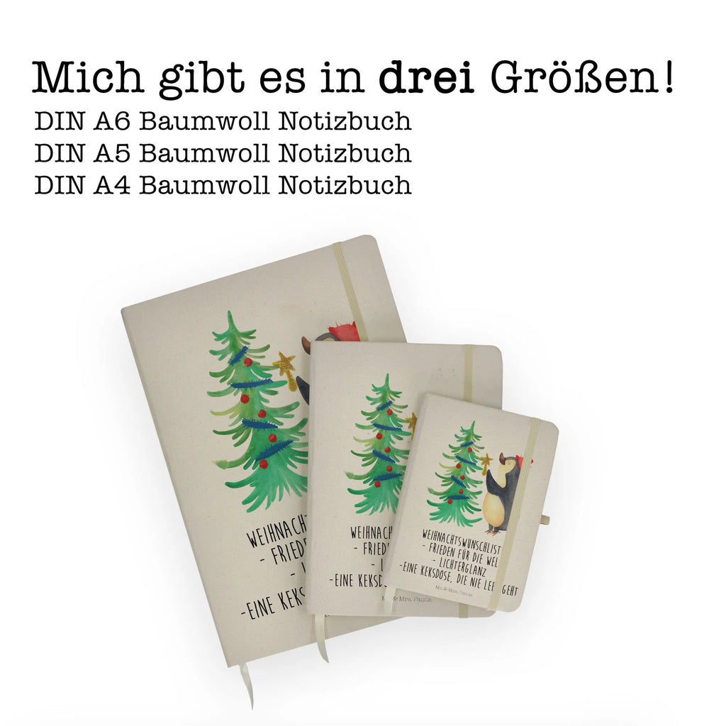 Baumwoll Notizbuch Pinguin Weihnachtsbaum Notizen, Eintragebuch, Tagebuch, Notizblock, Adressbuch, Journal, Kladde, Skizzenbuch, Notizheft, Schreibbuch, Schreibheft, Winter, Weihnachten, Weihnachtsdeko, Nikolaus, Advent, Heiligabend, Wintermotiv, Pinguin