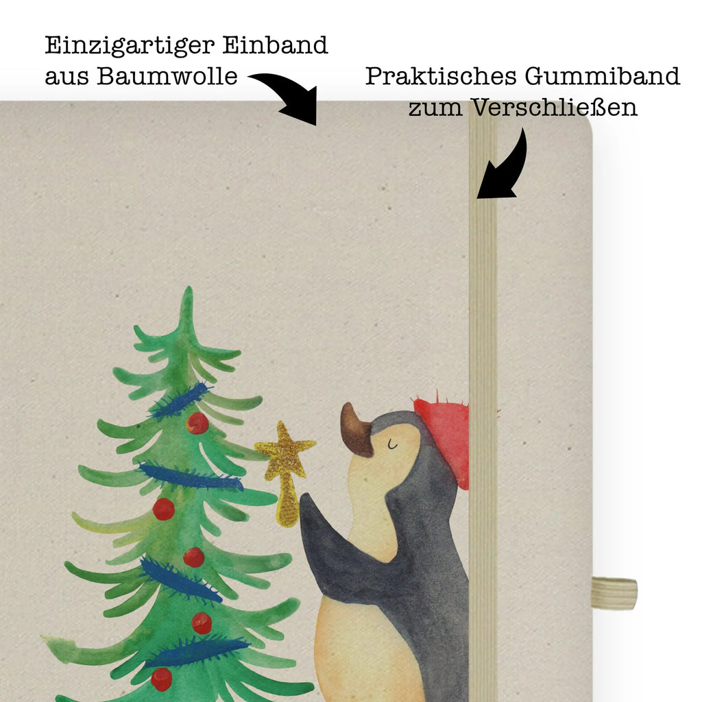 Baumwoll Notizbuch Pinguin Weihnachtsbaum Notizen, Eintragebuch, Tagebuch, Notizblock, Adressbuch, Journal, Kladde, Skizzenbuch, Notizheft, Schreibbuch, Schreibheft, Winter, Weihnachten, Weihnachtsdeko, Nikolaus, Advent, Heiligabend, Wintermotiv, Pinguin