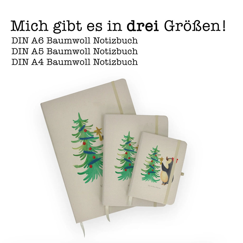 Baumwoll Notizbuch Pinguin Weihnachtsbaum Notizen, Eintragebuch, Tagebuch, Notizblock, Adressbuch, Journal, Kladde, Skizzenbuch, Notizheft, Schreibbuch, Schreibheft, Winter, Weihnachten, Weihnachtsdeko, Nikolaus, Advent, Heiligabend, Wintermotiv, Pinguin