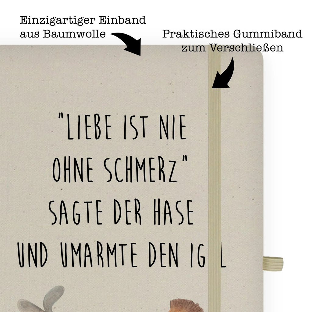 Baumwoll Notizbuch Liebe ist nie ohne Schmerz Notizen, Eintragebuch, Tagebuch, Notizblock, Adressbuch, Journal, Kladde, Skizzenbuch, Notizheft, Schreibbuch, Schreibheft, Tiermotive, Gute Laune, lustige Sprüche, Tiere, Igel und Hase, Igel, Hase, Liebe Spruch, Liebeskummer Geschenk, Herzschmerz, Trösten, Trennungsschmerz, Spruch romantisch