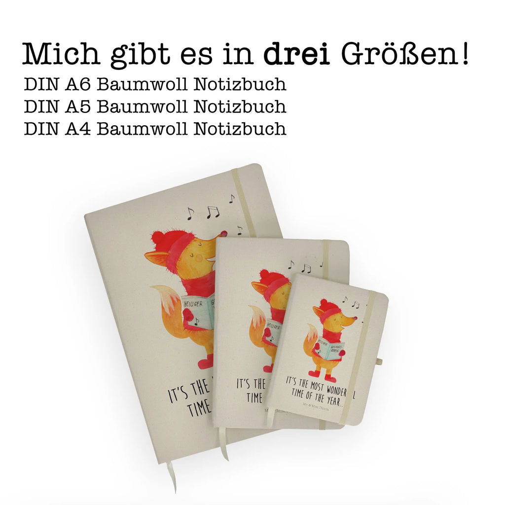 Baumwoll Notizbuch Fuchs Sänger Notizen, Eintragebuch, Tagebuch, Notizblock, Adressbuch, Journal, Kladde, Skizzenbuch, Notizheft, Schreibbuch, Schreibheft, Winter, Weihnachten, Weihnachtsdeko, Nikolaus, Advent, Heiligabend, Wintermotiv, Fuchs, Füchse, Sänger, Geschenk Sänger, Singen, Weihnachtslieder