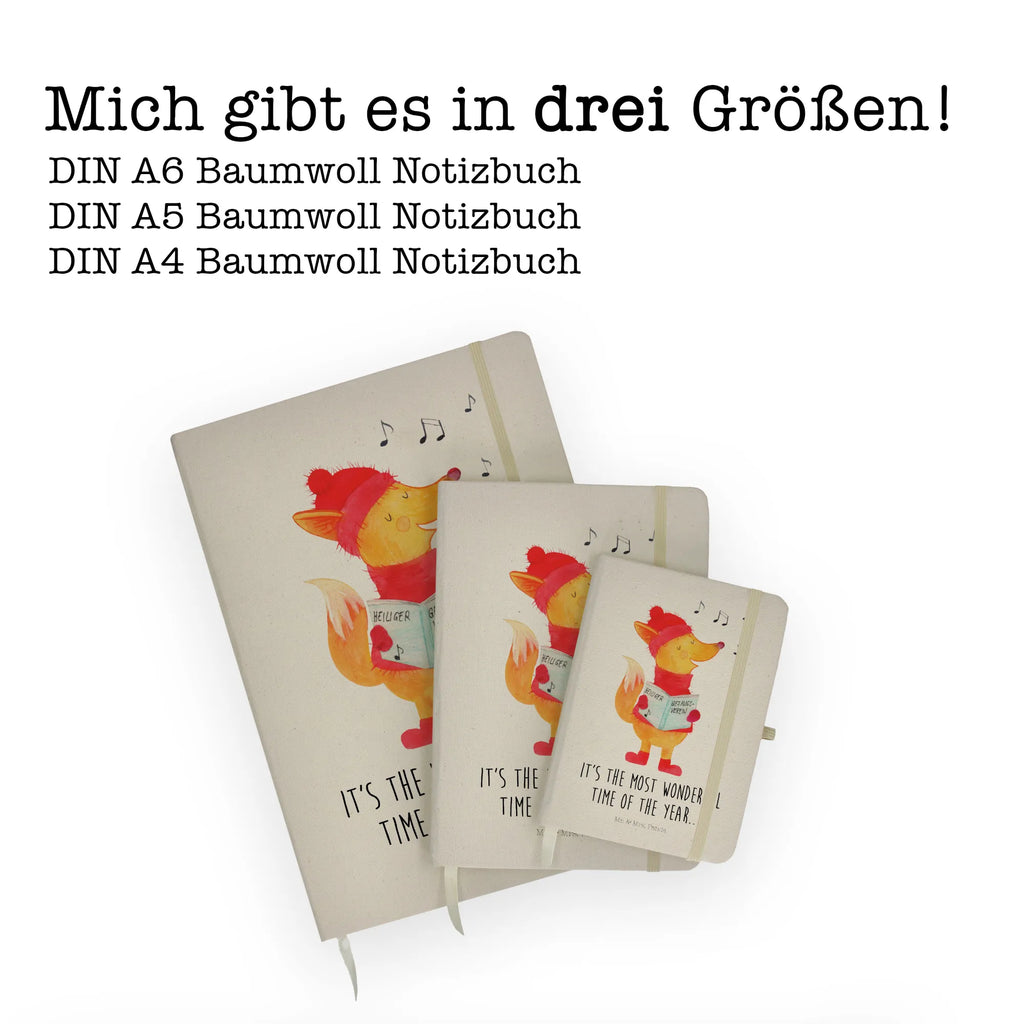 Baumwoll Notizbuch Fuchs Sänger Notizen, Eintragebuch, Tagebuch, Notizblock, Adressbuch, Journal, Kladde, Skizzenbuch, Notizheft, Schreibbuch, Schreibheft, Winter, Weihnachten, Weihnachtsdeko, Nikolaus, Advent, Heiligabend, Wintermotiv, Fuchs, Füchse, Sänger, Geschenk Sänger, Singen, Weihnachtslieder