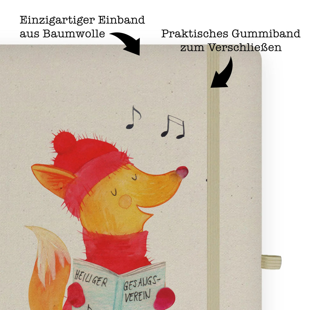 Baumwoll Notizbuch Fuchs Sänger Notizen, Eintragebuch, Tagebuch, Notizblock, Adressbuch, Journal, Kladde, Skizzenbuch, Notizheft, Schreibbuch, Schreibheft, Winter, Weihnachten, Weihnachtsdeko, Nikolaus, Advent, Heiligabend, Wintermotiv, Fuchs, Füchse, Sänger, Geschenk Sänger, Singen, Weihnachtslieder