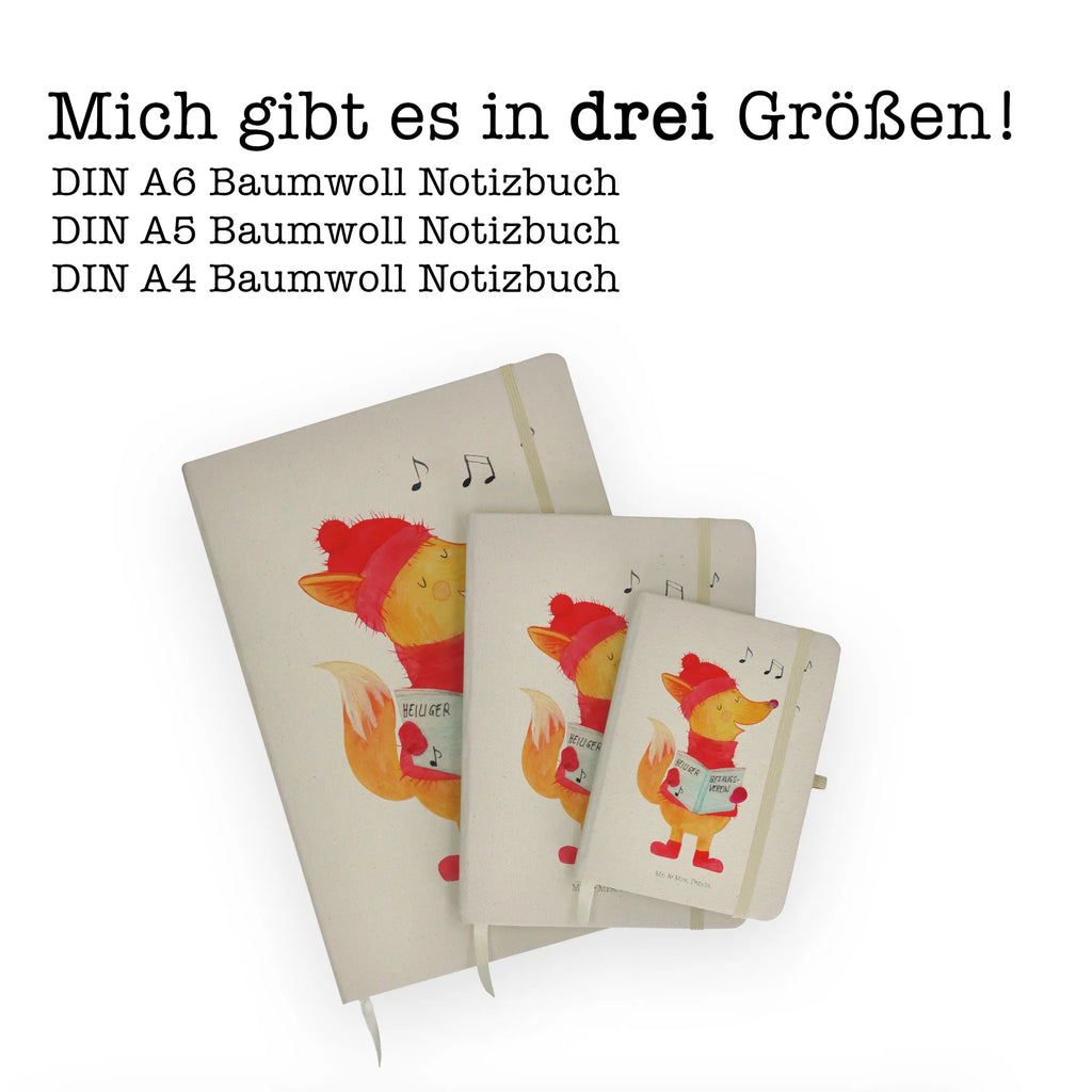 Baumwoll Notizbuch Fuchs Sänger Notizen, Eintragebuch, Tagebuch, Notizblock, Adressbuch, Journal, Kladde, Skizzenbuch, Notizheft, Schreibbuch, Schreibheft, Winter, Weihnachten, Weihnachtsdeko, Nikolaus, Advent, Heiligabend, Wintermotiv, Fuchs, Füchse, Sänger, Geschenk Sänger, Singen, Weihnachtslieder