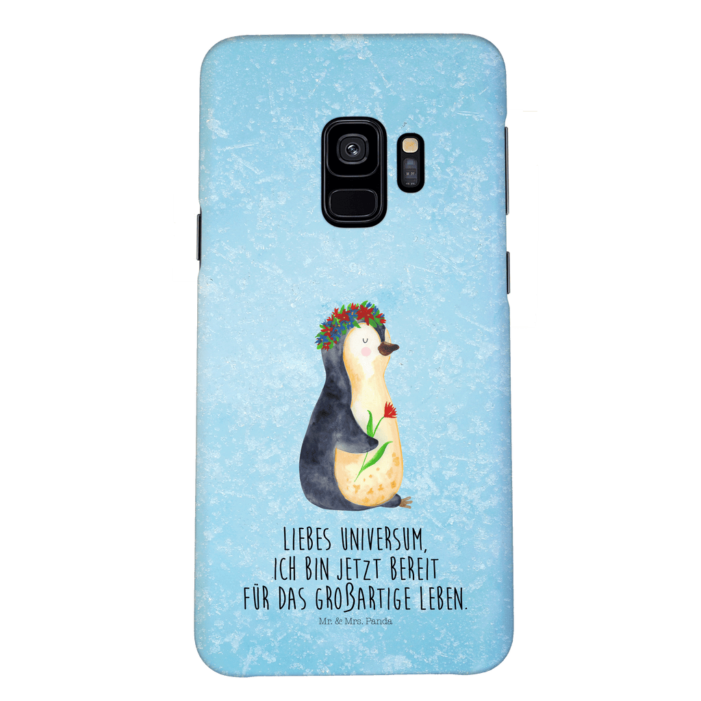 Handyhülle Pinguin Blumen Samsung Galaxy S9, Handyhülle, Smartphone Hülle, Handy Case, Handycover, Hülle, Pinguin, Pinguine, Blumenkranz, Universum, Leben, Wünsche, Ziele, Lebensziele, Motivation, Lebenslust, Liebeskummer, Geschenkidee