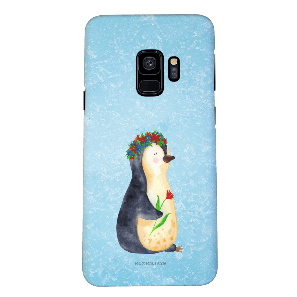 Handyhülle Pinguin Blumen Samsung Galaxy S9, Handyhülle, Smartphone Hülle, Handy Case, Handycover, Hülle, Pinguin, Pinguine, Blumenkranz, Universum, Leben, Wünsche, Ziele, Lebensziele, Motivation, Lebenslust, Liebeskummer, Geschenkidee