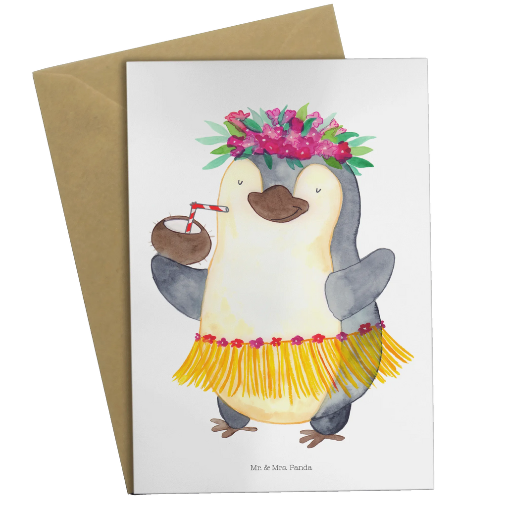 Grußkarte Pinguin Kokosnuss Grußkarte, Klappkarte, Einladungskarte, Glückwunschkarte, Hochzeitskarte, Geburtstagskarte, Karte, Ansichtskarten, Pinguin, Aloha, Hawaii, Urlaub, Kokosnuss, Pinguine