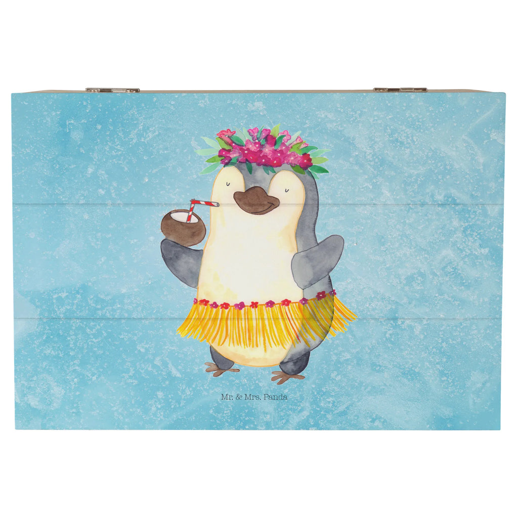 Holzkiste Pinguin Kokosnuss Holzkiste, Kiste, Schatzkiste, Truhe, Schatulle, XXL, Erinnerungsbox, Erinnerungskiste, Dekokiste, Aufbewahrungsbox, Geschenkbox, Geschenkdose, Pinguin, Aloha, Hawaii, Urlaub, Kokosnuss, Pinguine