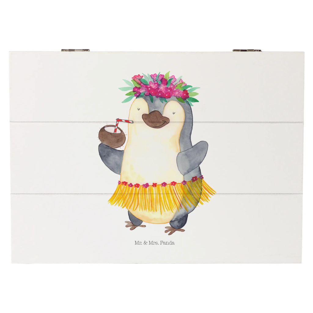 Holzkiste Pinguin Kokosnuss Holzkiste, Kiste, Schatzkiste, Truhe, Schatulle, XXL, Erinnerungsbox, Erinnerungskiste, Dekokiste, Aufbewahrungsbox, Geschenkbox, Geschenkdose, Pinguin, Aloha, Hawaii, Urlaub, Kokosnuss, Pinguine