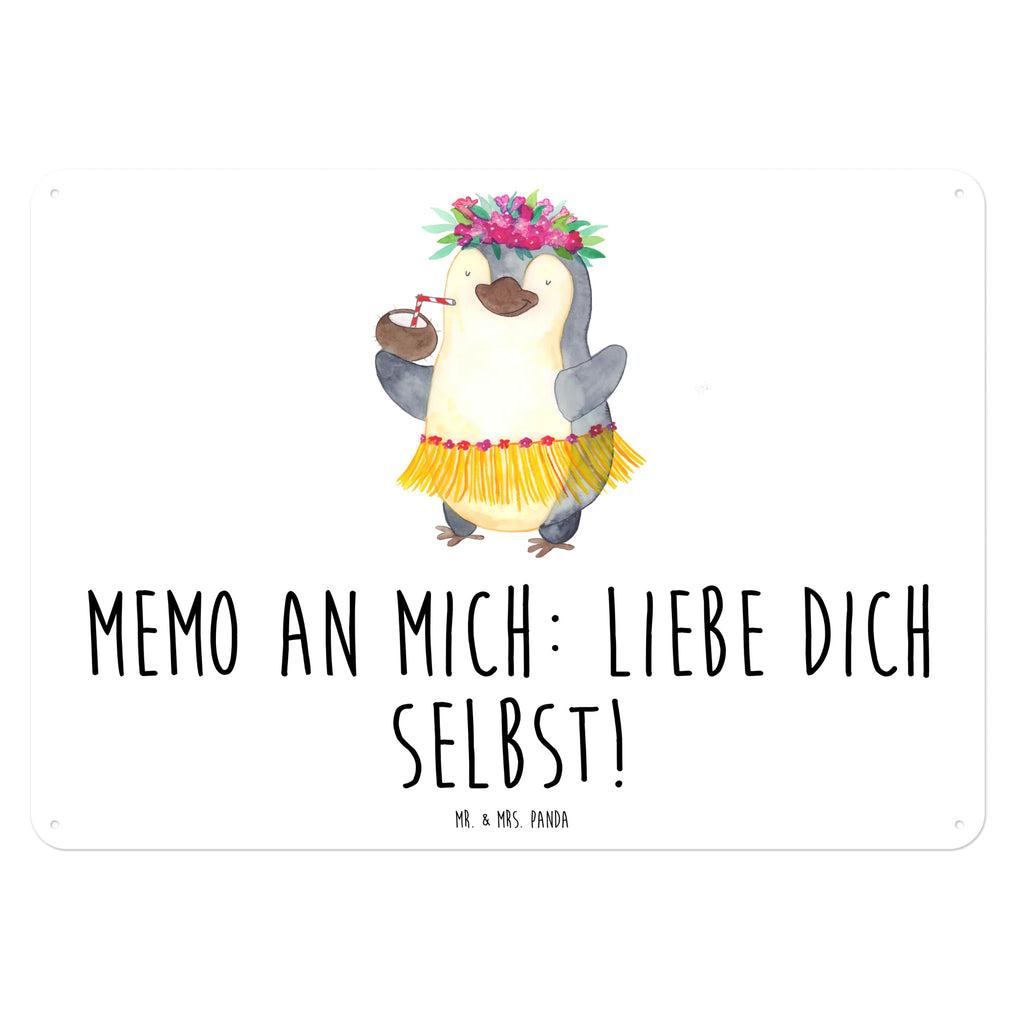 Blechschild Pinguin Kokosnuss Blechschild, Metallschild, Geschenk Schild, Schild, Magnet-Metall-Schild, Deko Schild, Wandschild, Wand-Dekoration, Türschild, Pinguin, Aloha, Hawaii, Urlaub, Kokosnuss, Pinguine