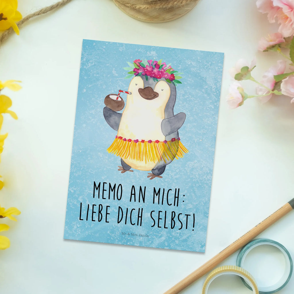 Postkarte Pinguin Kokosnuss Postkarte, Karte, Geschenkkarte, Grußkarte, Einladung, Ansichtskarte, Geburtstagskarte, Einladungskarte, Dankeskarte, Ansichtskarten, Einladung Geburtstag, Einladungskarten Geburtstag, Pinguin, Aloha, Hawaii, Urlaub, Kokosnuss, Pinguine