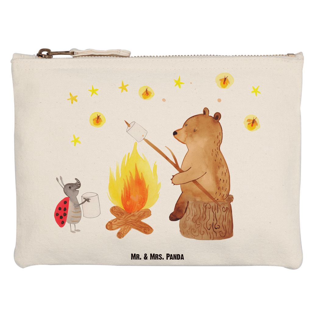 Schminktasche Bär & Marienkäfer Lagerfeuer Schminktasche, Kosmetiktasche, Kosmetikbeutel, Stiftemäppchen, Etui, Federmappe, Makeup, XXL, Schminketui, Kosmetiketui, Schlamperetui, Bär, Teddy, Teddybär, Lagerfeuer