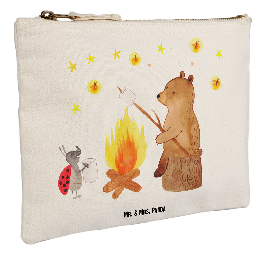 Schminktasche Bär & Marienkäfer Lagerfeuer Schminktasche, Kosmetiktasche, Kosmetikbeutel, Stiftemäppchen, Etui, Federmappe, Makeup, XXL, Schminketui, Kosmetiketui, Schlamperetui, Bär, Teddy, Teddybär, Lagerfeuer