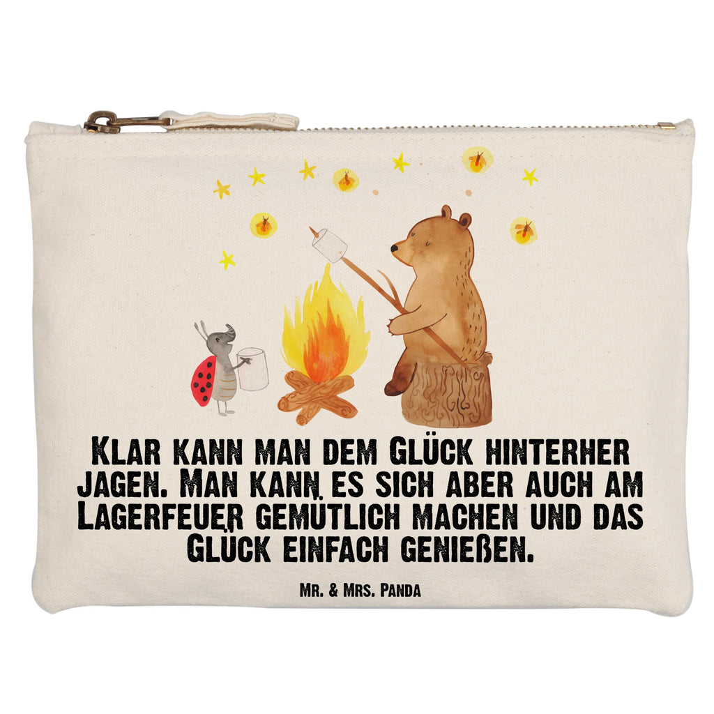 Schminktasche Bär & Marienkäfer Lagerfeuer Schminktasche, Kosmetiktasche, Kosmetikbeutel, Stiftemäppchen, Etui, Federmappe, Makeup, XXL, Schminketui, Kosmetiketui, Schlamperetui, Bär, Teddy, Teddybär, Lagerfeuer