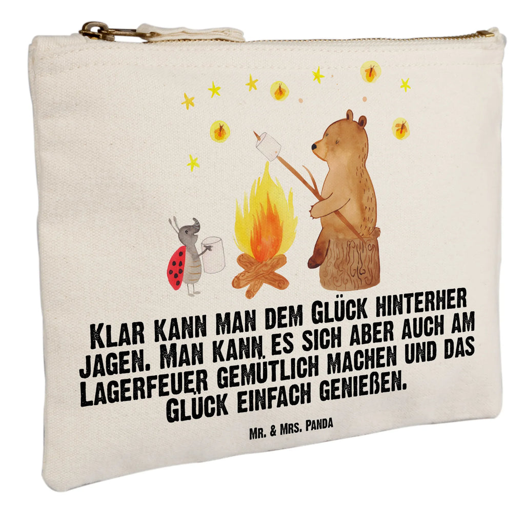 Schminktasche Bär & Marienkäfer Lagerfeuer Schminktasche, Kosmetiktasche, Kosmetikbeutel, Stiftemäppchen, Etui, Federmappe, Makeup, XXL, Schminketui, Kosmetiketui, Schlamperetui, Bär, Teddy, Teddybär, Lagerfeuer